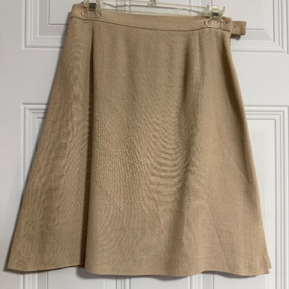 Mariella Burani Italian Tan‎ Skirt SZ 8 A-Line Silk Office Career Professional